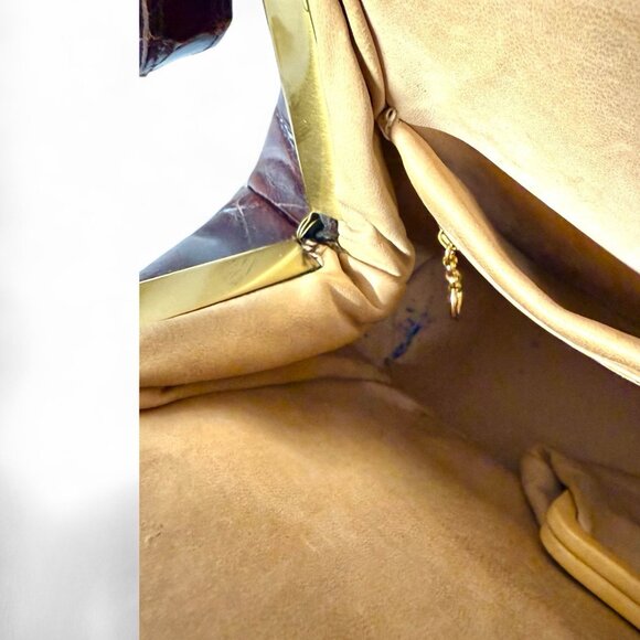 Vintage Alligator Skin Leather Handbag with Coin Purse - Picture 9 of 15